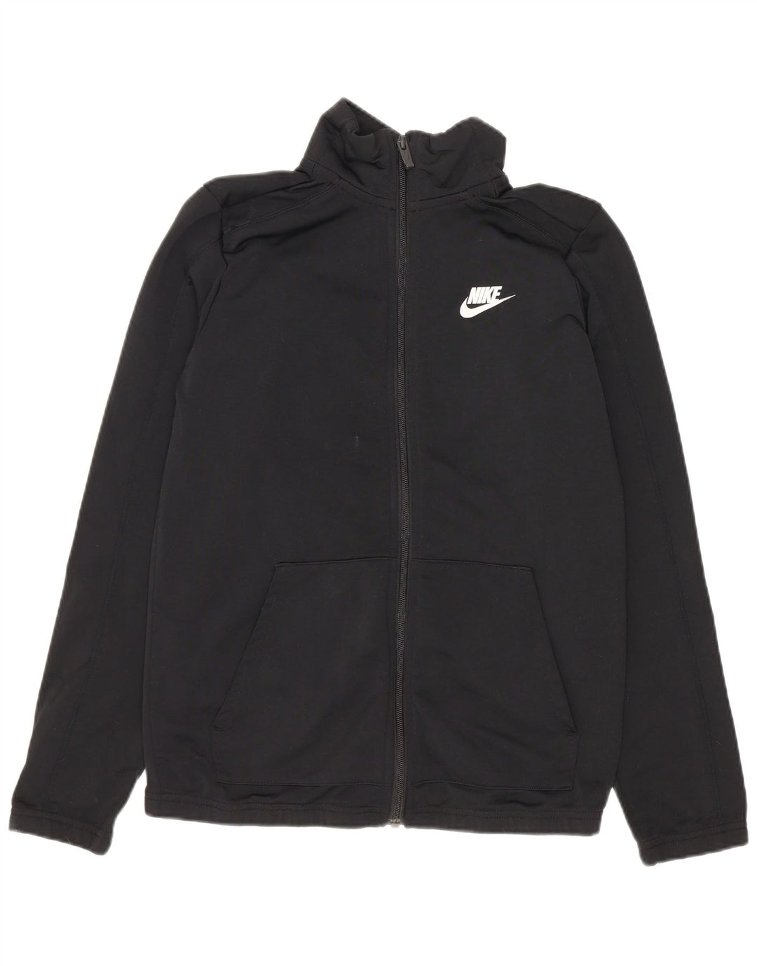Nike Boys Tracksuit Top Jacket 12-13 Years Large Black Polyester