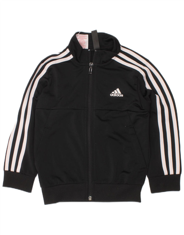 ADIDAS Boys Aeroready Tracksuit Top Jacket 4-5 Years Black Polyester