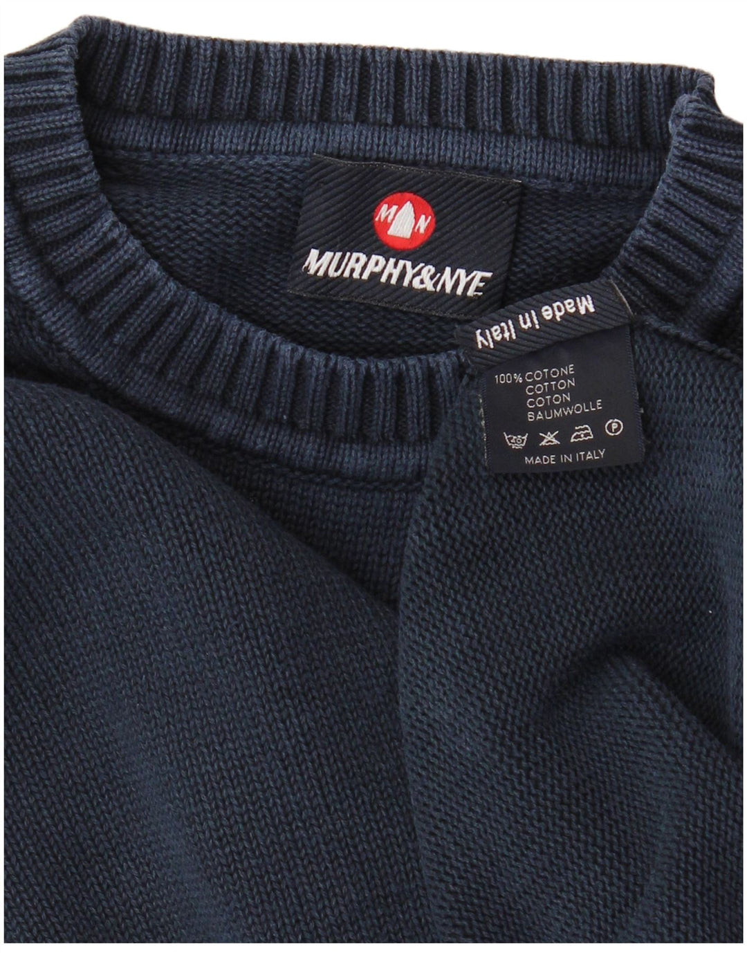 MURPHY & NYE Mens Sailmakers Crew Neck Jumper Sweater Medium Navy Blue