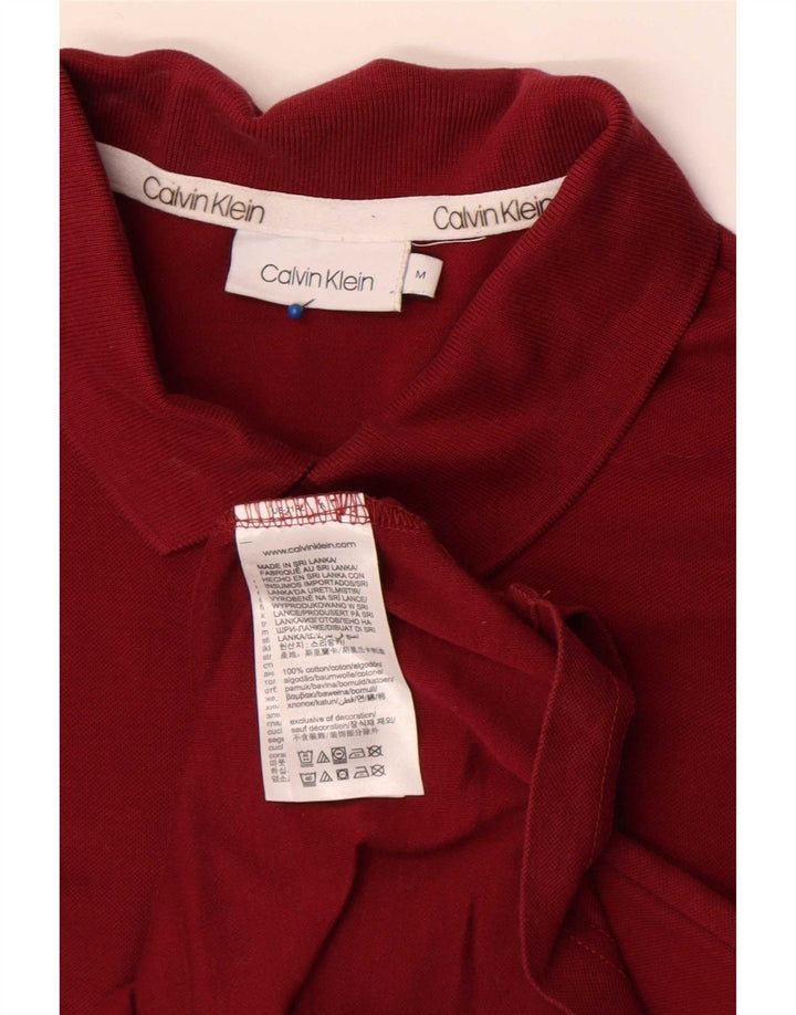 Calvin Klein Mens Polo Shirt Medium Burgundy Cotton