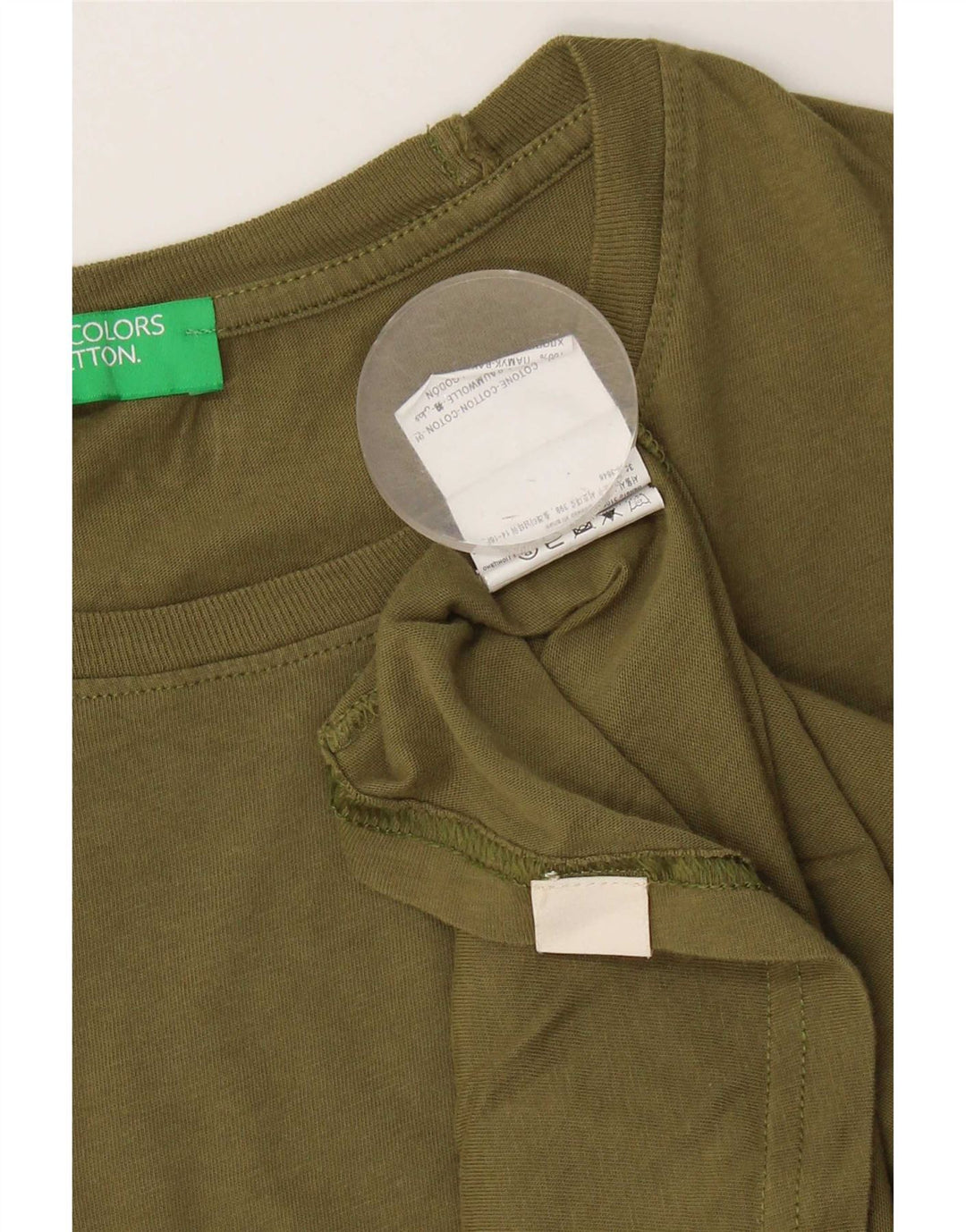 Benetton Mens T-Shirt Top XL Khaki Cotton
