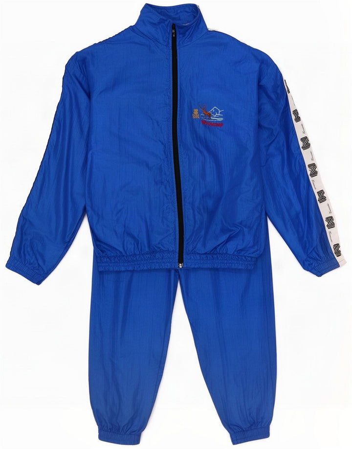 Vintage Mens Graphic Full Tracksuit Small Blue Colourblock