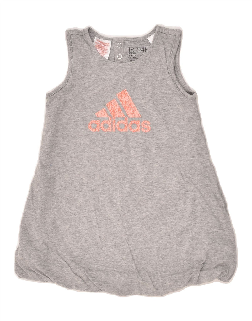 ADIDAS Baby Girls Sleeveless Graphic T-Shirt Dress 18-24 Months Grey | Vintage Adidas | Thrift | Second-Hand Adidas | Used Clothing | Messina Hembry 