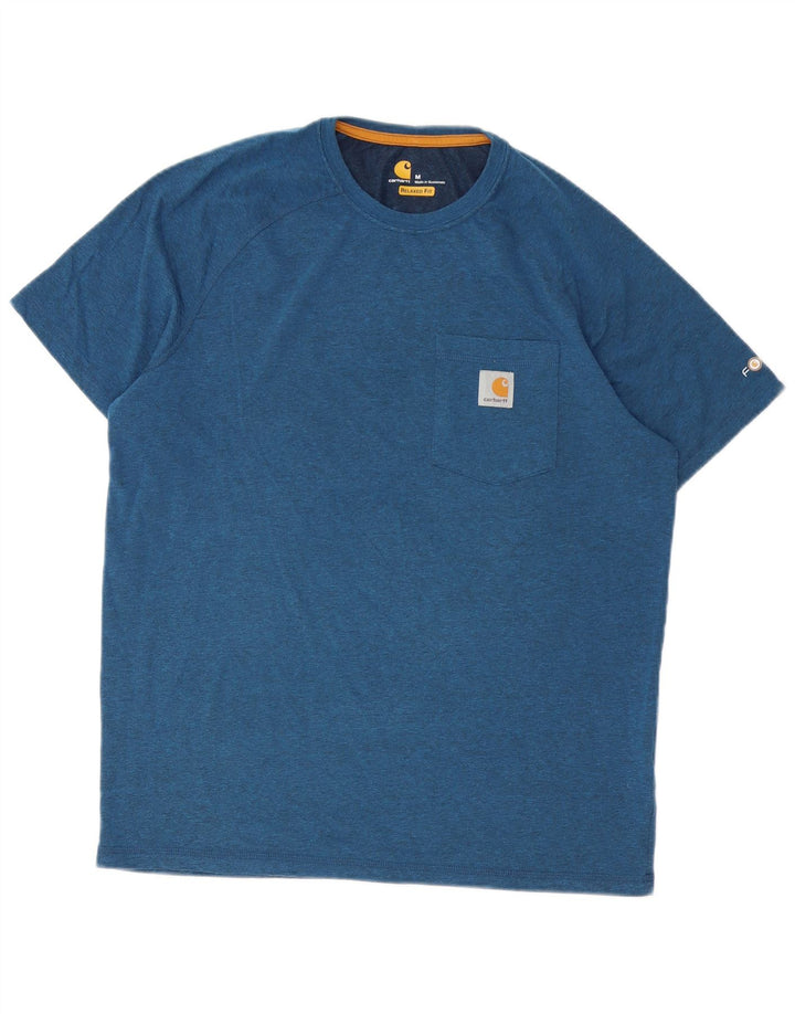 CARHARTT Mens Relaxed Fit T-Shirt Top Medium Blue Polyester