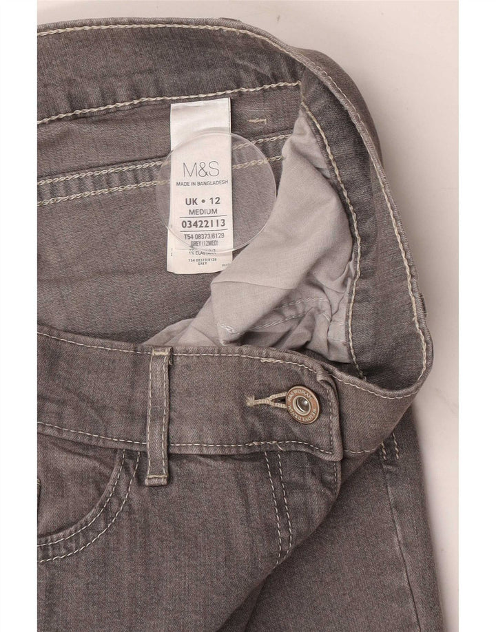 Marks & Spencer Womens Straight Jeans UK 12 Medium W30 L28 Grey Cotton
