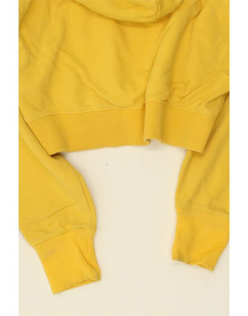 SUPERDRY Womens Crop Graphic Hoodie Jumper UK 8 Small Yellow Cotton | Vintage Superdry | Thrift | Second-Hand Superdry | Used Clothing | Messina Hembry 