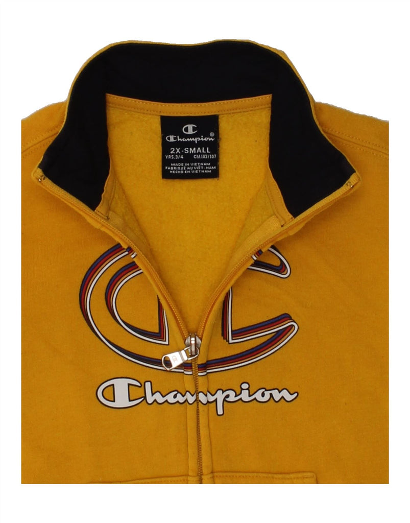 CHAMPION Boys Graphic Tracksuit Top Jacket 3-4 Years 2XS Yellow Cotton | Vintage Champion | Thrift | Second-Hand Champion | Used Clothing | Messina Hembry 