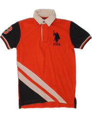 U.S. POLO ASSN. Boys Graphic Rugby Polo Shirt 5-6 Years XS Red Colourblock