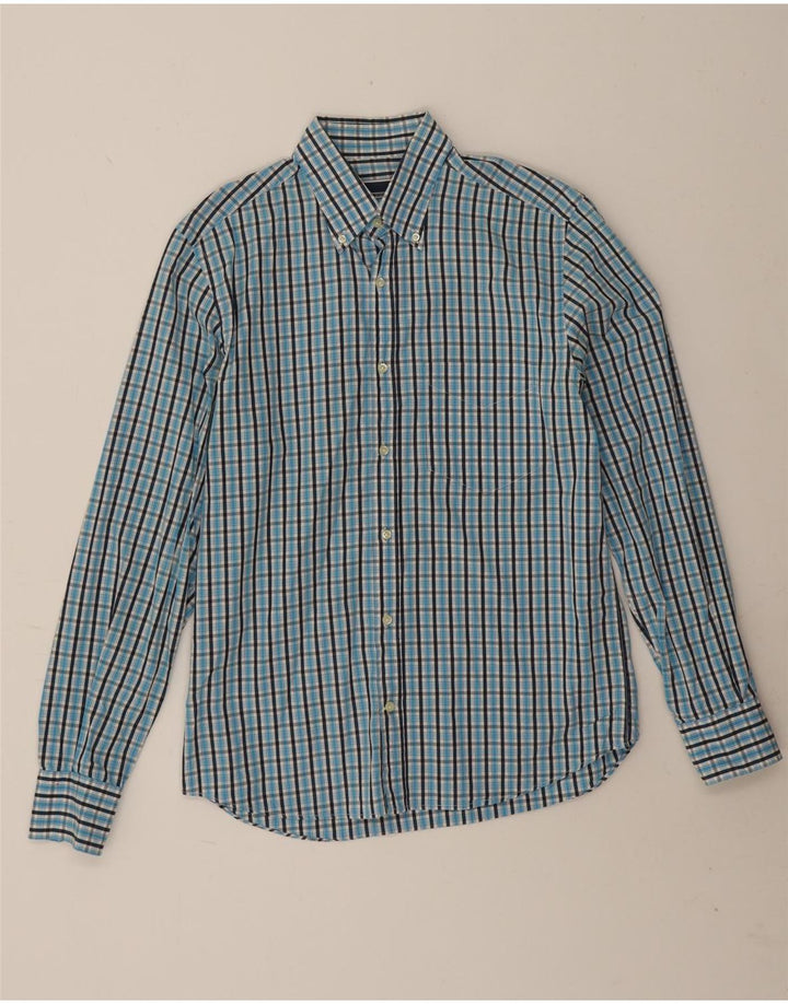 Sergio Tacchini Mens Shirt Medium Blue Check Cotton