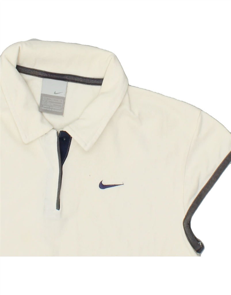 NIKE Womens Polo Shirt UK 18 XL Off White Cotton | Vintage Nike | Thrift | Second-Hand Nike | Used Clothing | Messina Hembry 