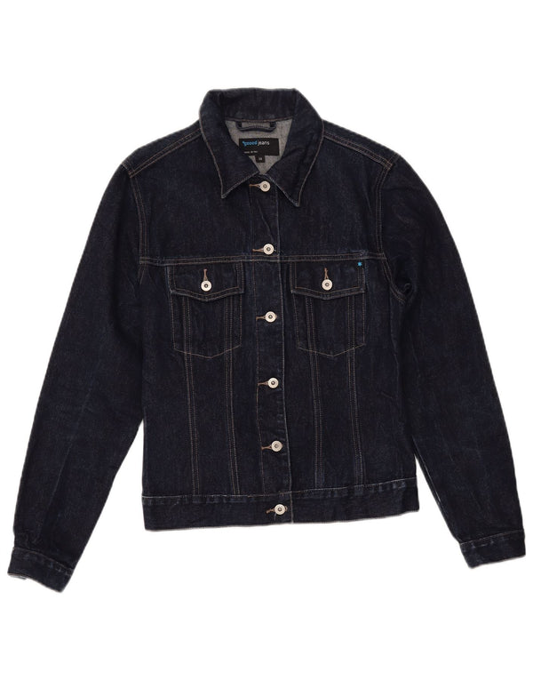 VINTAGE Womens Denim Jacket EU 38 Medium Navy Blue Cotton