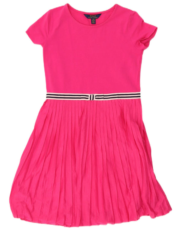 POLO RALPH LAUREN Girls A-Line Dress 12-13 Years Large Pink Cotton