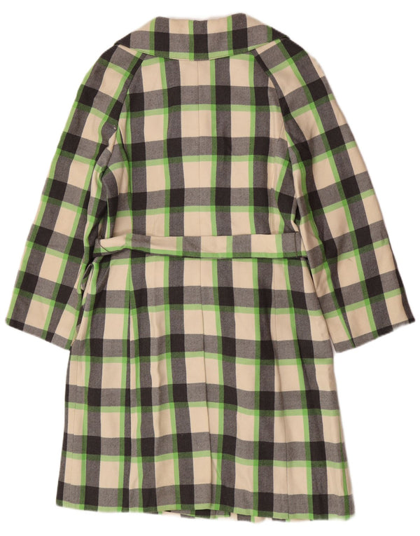 Vintage Womens Overcoat UK 12 Medium Multicoloured Check New Wool