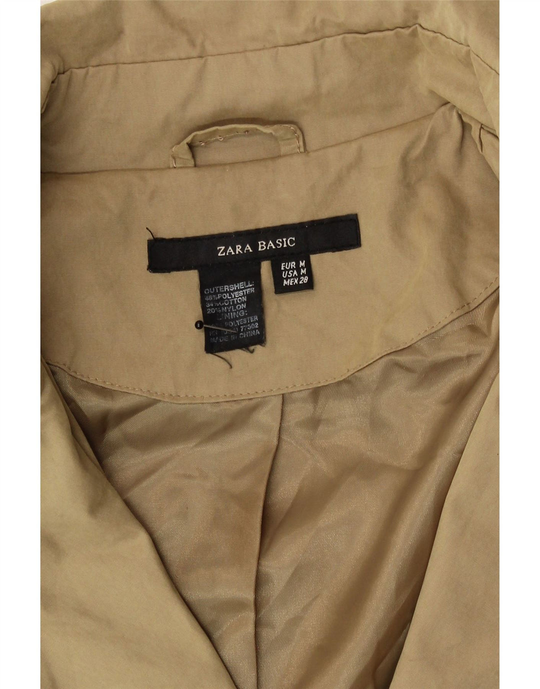 Zara Womens Trench Coat UK 14 Medium Beige Cotton