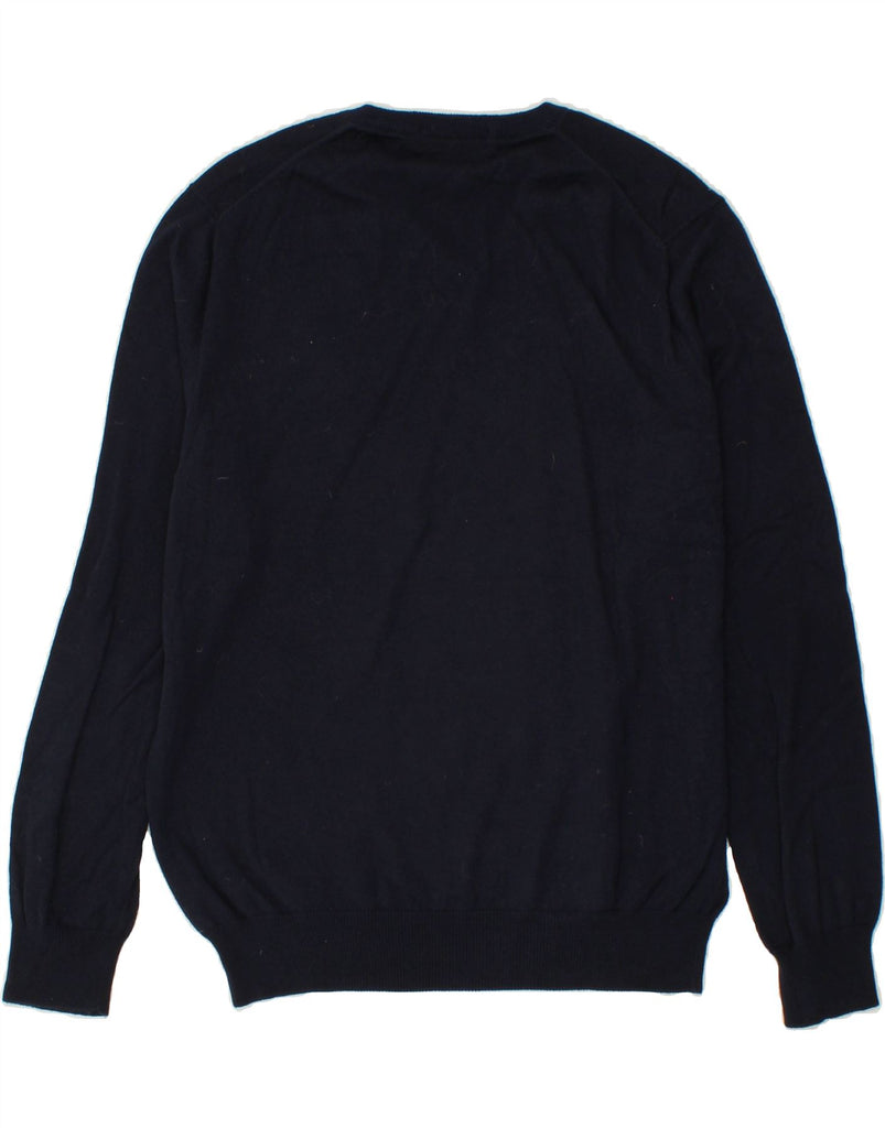 J. CREW Mens V-Neck Jumper Sweater Medium Navy Blue Cotton Vintage J. Crew and Second-Hand J. Crew from Messina Hembry 