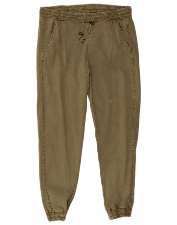 Zara Womens Joggers Trousers Small W26 L26 Khaki Lyocell