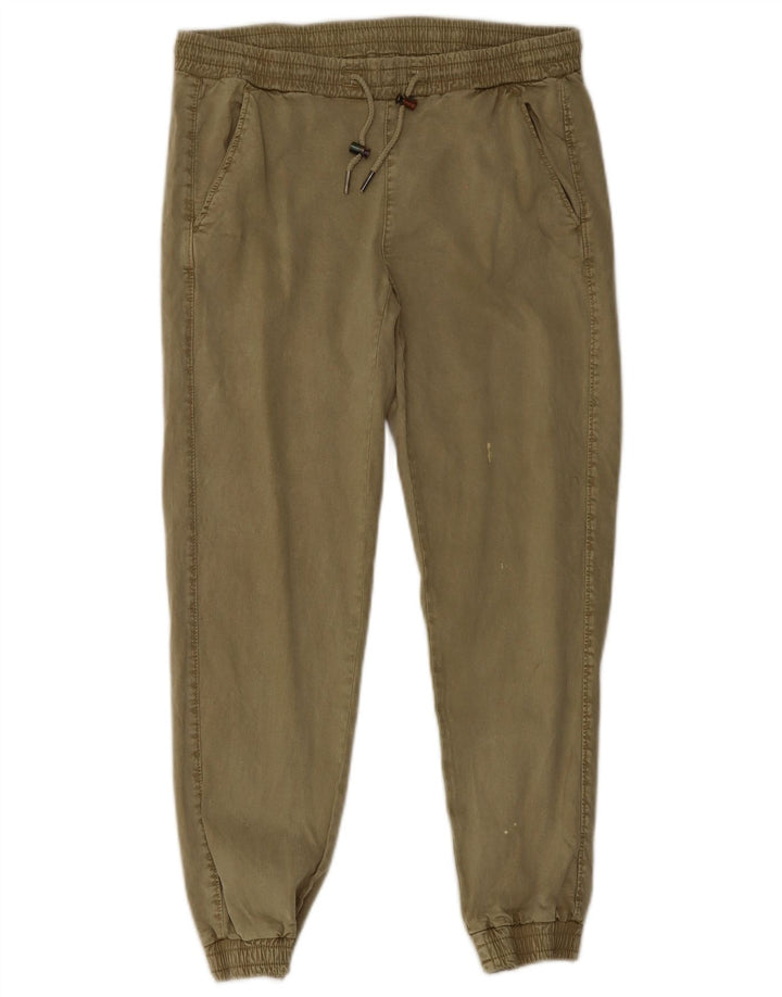 Zara Womens Joggers Trousers Small W26 L26 Khaki Lyocell