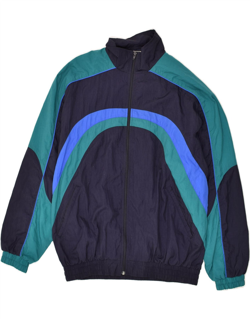VINTAGE Mens Tracksuit Top Jacket Size 50 Large Navy Blue Colourblock | Vintage Vintage | Thrift | Second-Hand Vintage | Used Clothing | Messina Hembry 