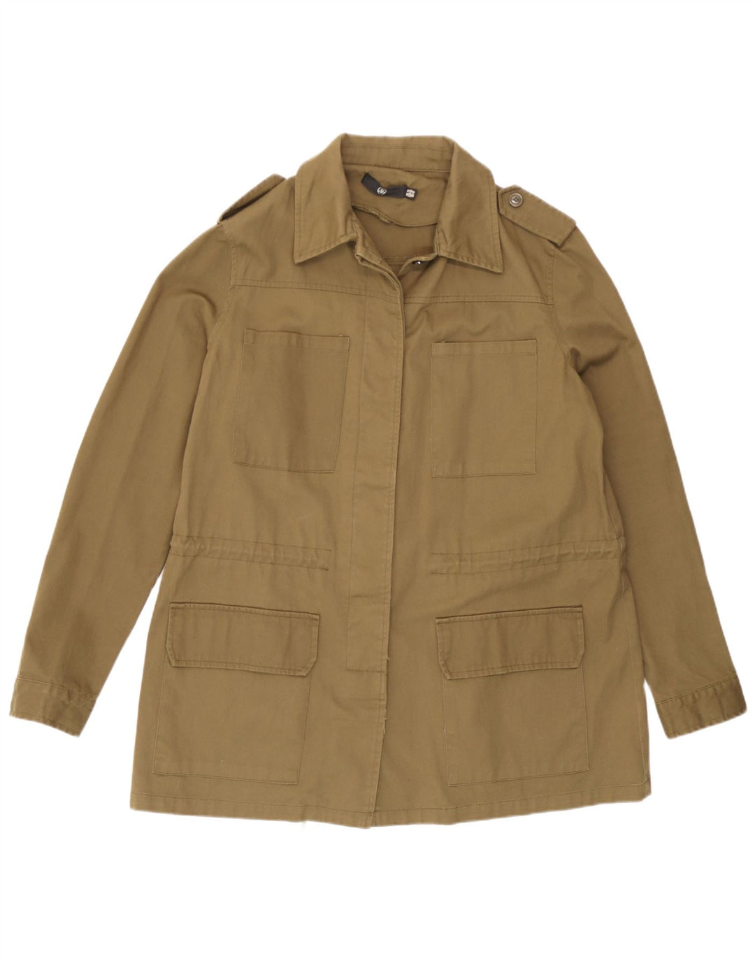 Missguided Womens Military Jacket UK 14 Large  Khaki Cotton