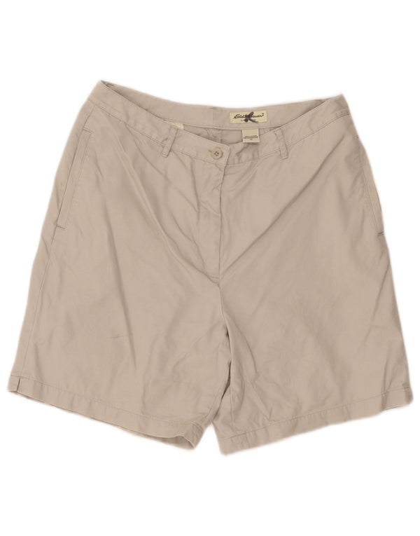 Eddie Bauer Womens High Waist Chino Shorts US 12 Large W32 Beige Cotton