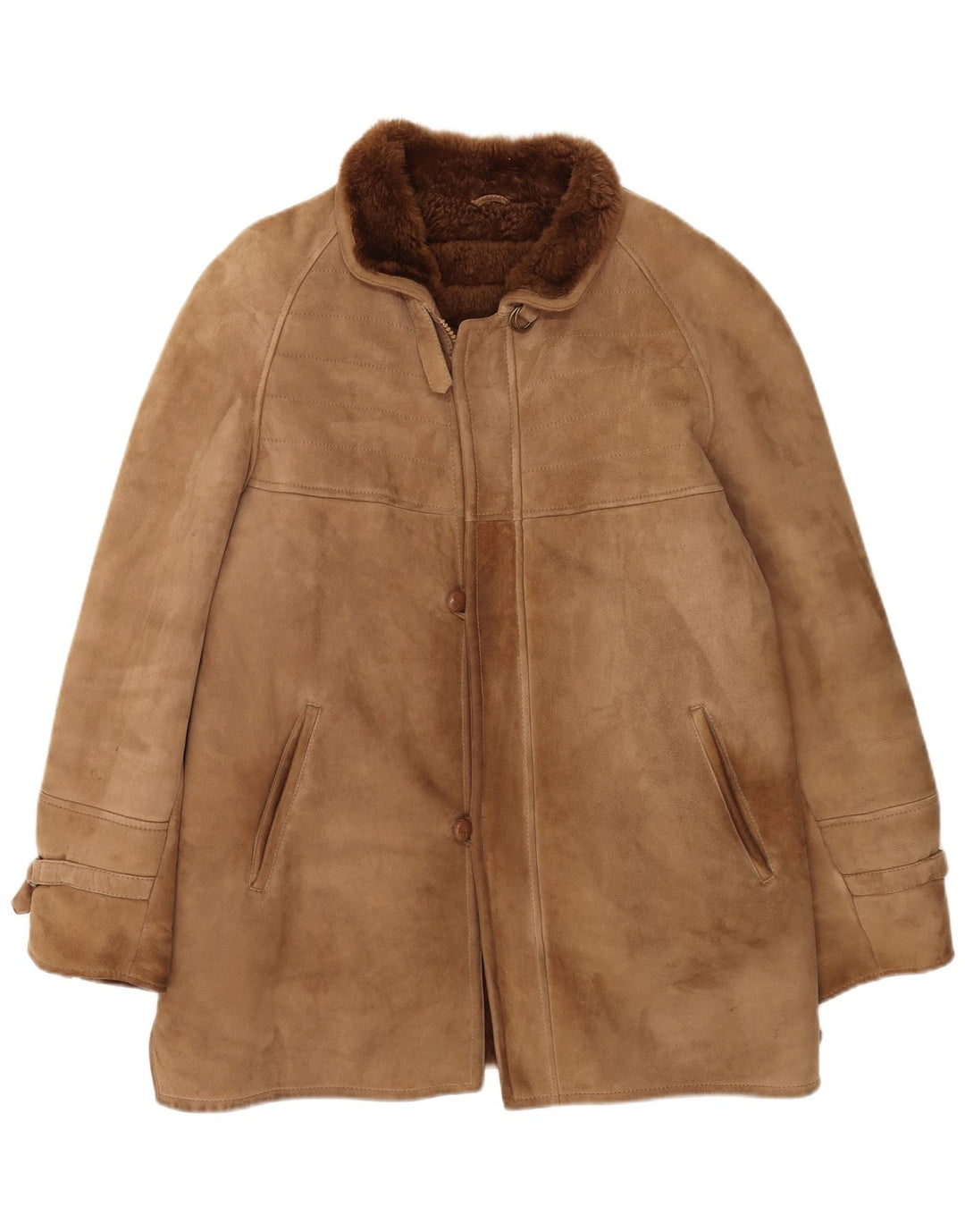 Vintage Mens Shearling Jacket IT 48 Medium Brown Leather