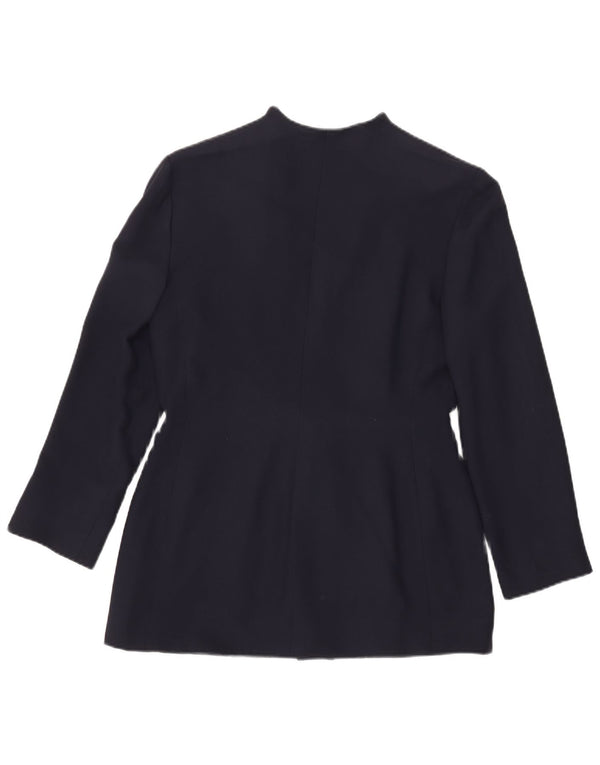 Vintage Womens 3 Button Blazer Jacket IT 46 Large Navy Blue Acetate