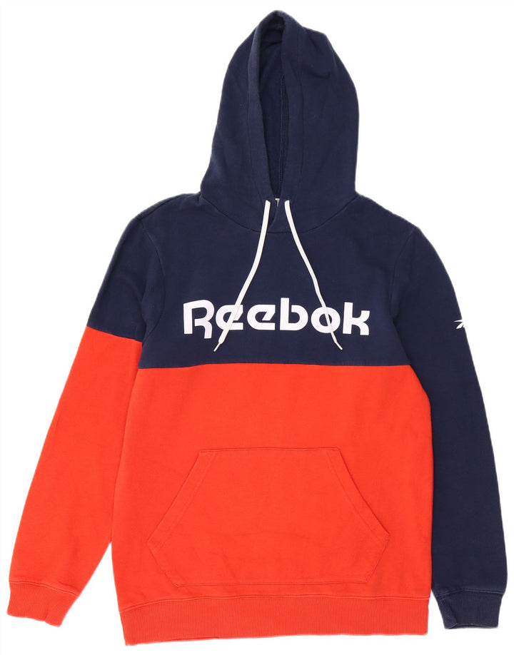 REEBOK Mens Graphic Hoodie Jumper Small Red Colourblock