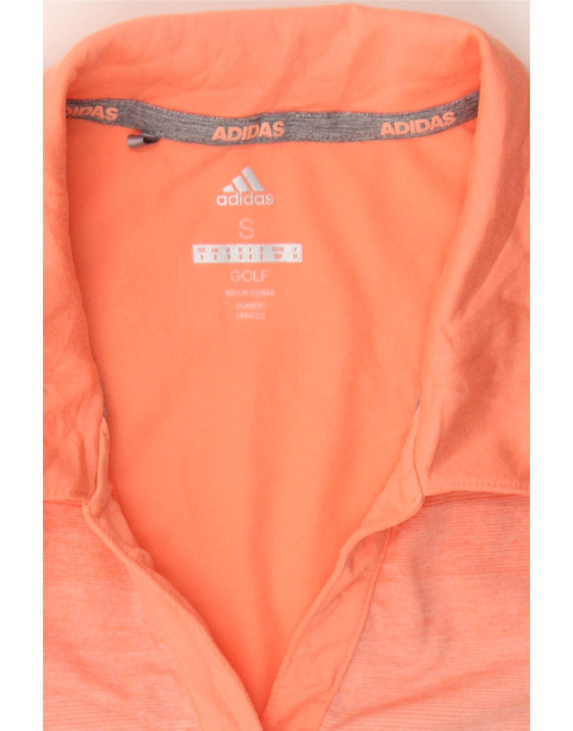 ADIDAS Womens Polo shirt UK 10 Small Orange Striped Polyester Vintage Adidas and Second-Hand Adidas from Messina Hembry 