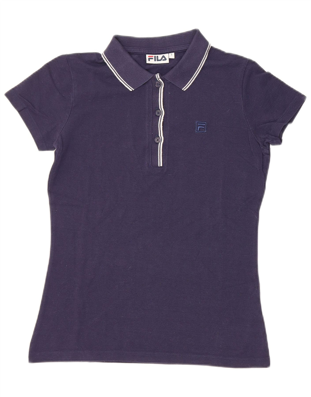 Fila Womens Polo Shirt UK 10 Small Navy Blue Cotton