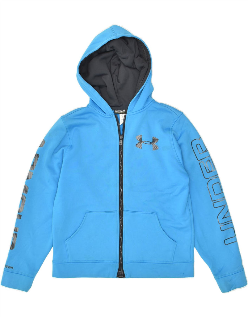 UNDER ARMOUR Boys Graphic Zip Hoodie Sweater 10-11 Years Blue Polyester | Vintage Under Armour | Thrift | Second-Hand Under Armour | Used Clothing | Messina Hembry 