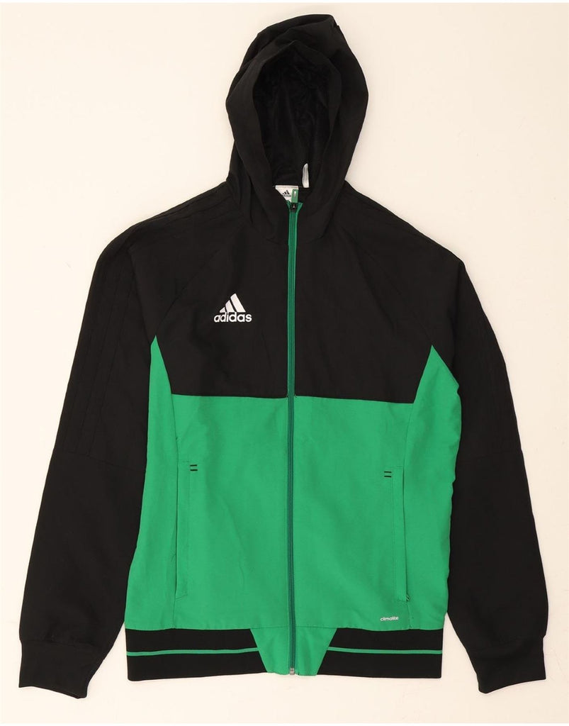 ADIDAS Mens Climalite Hooded Tracksuit Top Jacket Small Green Colourblock Vintage Adidas and Second-Hand Adidas from Messina Hembry 