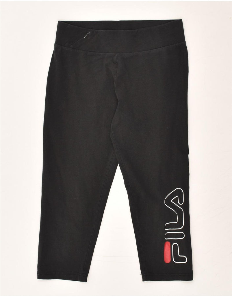 FILA Womens Capri Leggings UK 8 Small Black Cotton | Vintage Fila | Thrift | Second-Hand Fila | Used Clothing | Messina Hembry 