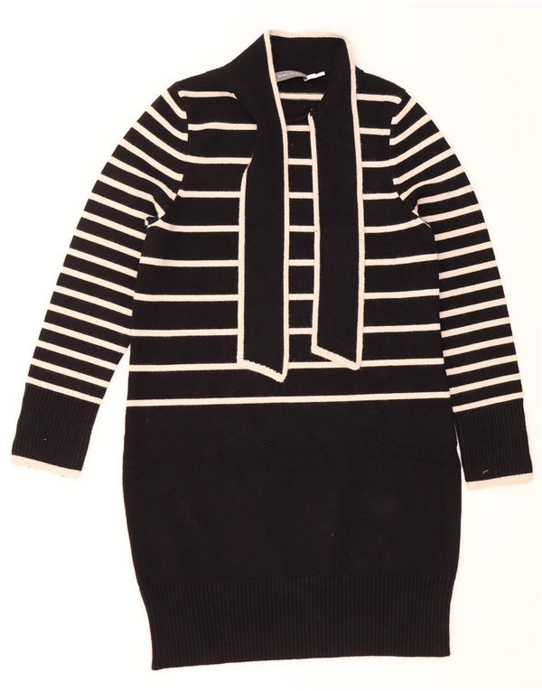 MINT VELVET Womens Long Sleeve Jumper Dress UK 10 Small Black Striped
