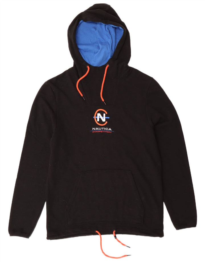 NAUTICA Mens Graphic Hoodie Jumper Large Black Cotton