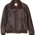 Geox Mens Bomber Leather Jacket UK 38 Medium Brown