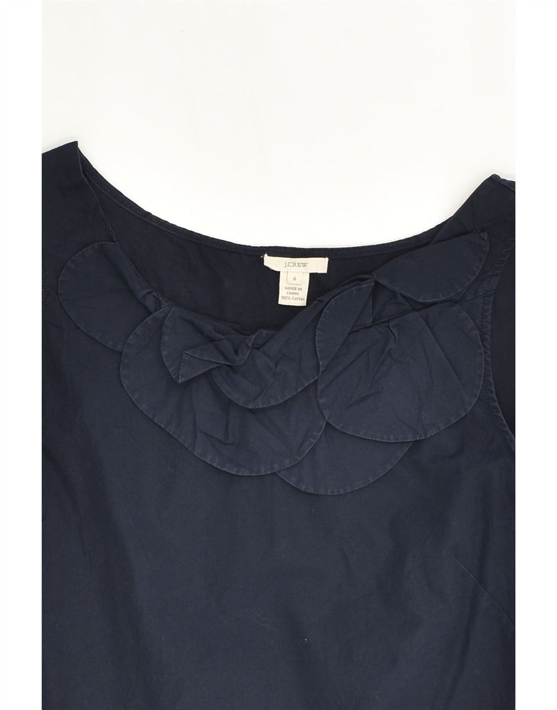 J. CREW Womens Ruffle Front Sleeveless Blouse Top US 6 Medium Navy Blue | Vintage J. Crew | Thrift | Second-Hand J. Crew | Used Clothing | Messina Hembry 