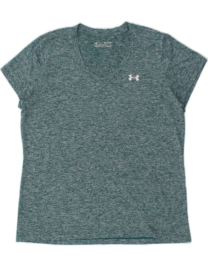 UNDER ARMOUR Womens T-Shirt Top UK 18 XL Blue Flecked | Vintage Under Armour | Thrift | Second-Hand Under Armour | Used Clothing | Messina Hembry 