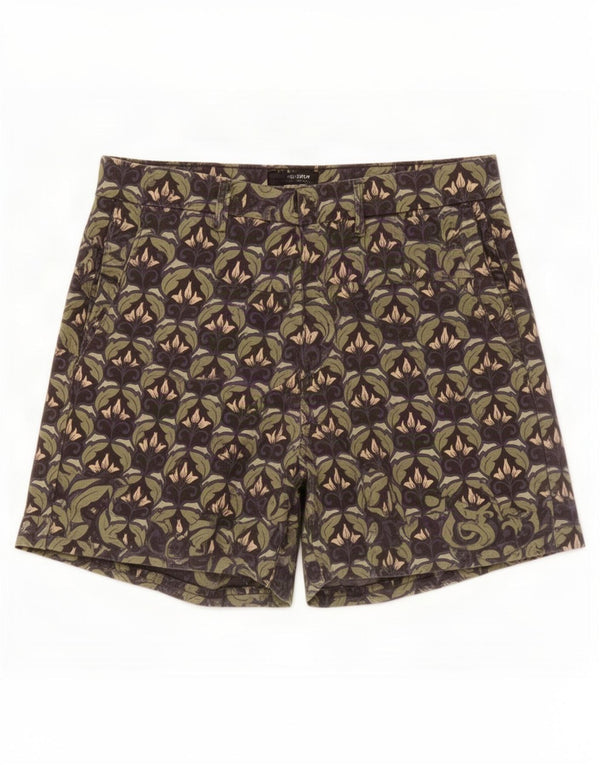 Zara Womens Trafaluc High Waist Casual Shorts Small W26 Green Floral