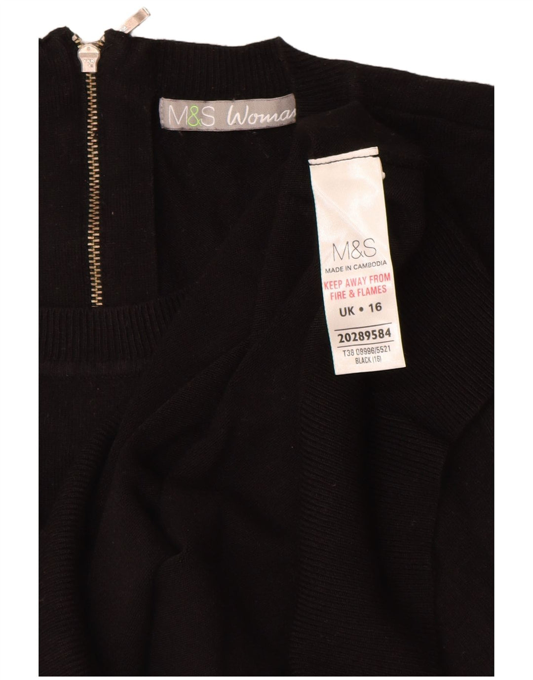MARKS & SPENCER Womens Crew Neck Jumper Sweater UK 16 Large Black