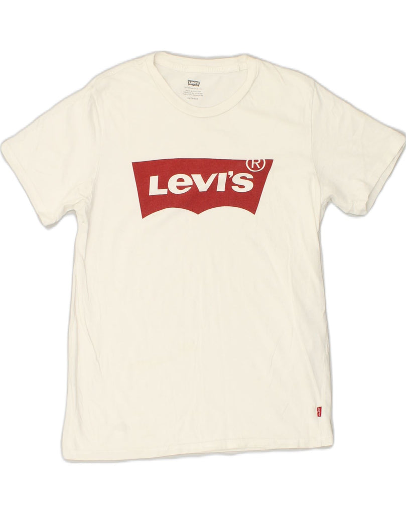 LEVI'S Womens Tall Graphic T-Shirt Top UK 6 XS White Cotton | Vintage Levi's | Thrift | Second-Hand Levi's | Used Clothing | Messina Hembry 