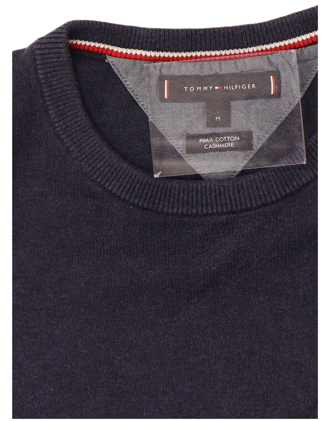 Tommy Hilfiger Mens Crew Neck Jumper Sweater Medium Navy Blue Cotton