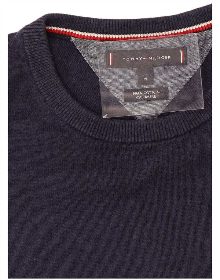 Tommy Hilfiger Mens Crew Neck Jumper Sweater Medium Navy Blue Cotton