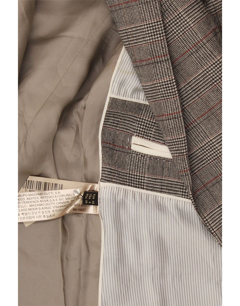 MASSIMO DUTTI Womens 1 Button Blazer Jacket EU 38 Small Grey Check Viscose Vintage Massimo Dutti and Second-Hand Massimo Dutti from Messina Hembry 