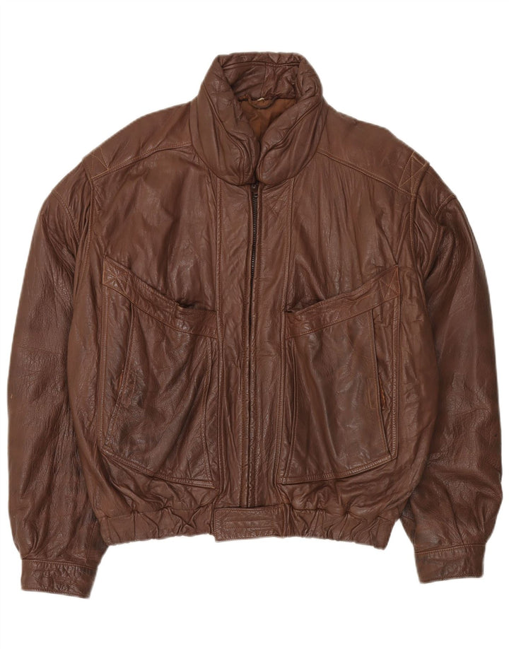 Vintage Mens Leather Jacket UK 44 2XL Brown Leather