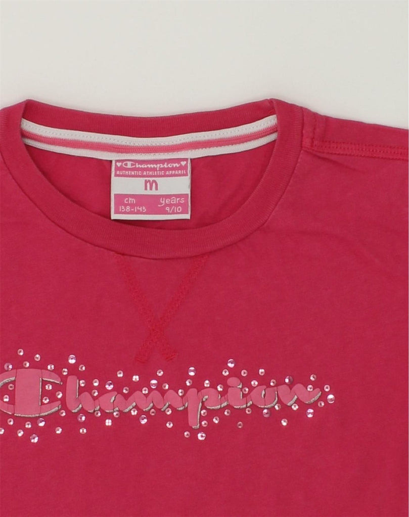 CHAMPION Girls Graphic T-Shirt Top 9-10 Years Medium  Pink Cotton | Vintage Champion | Thrift | Second-Hand Champion | Used Clothing | Messina Hembry 