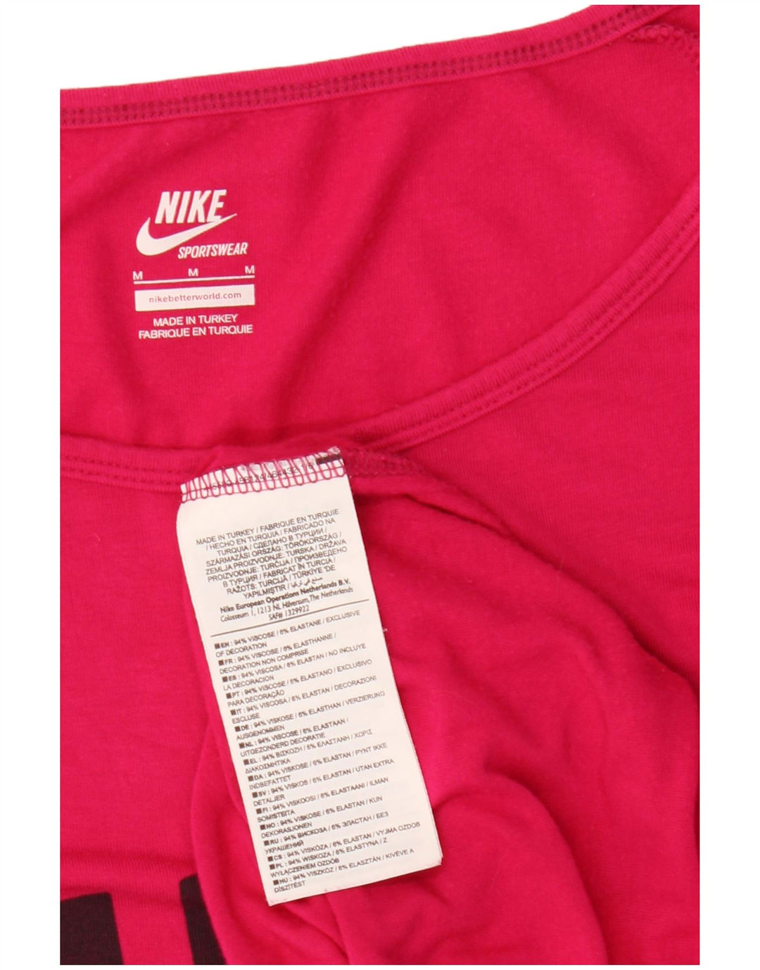 Nike Womens Graphic Top Long Sleeve UK 14 Medium Pink Viscose