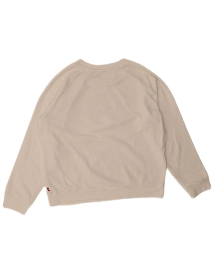 Levi's Womens Graphic Oversized Sweatshirt Jumper UK 6 XS White Cotton