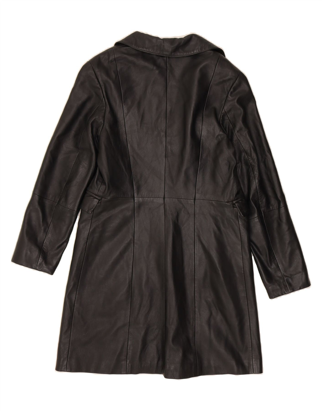 VINTAGE Womens Leather Coat UK 10 Small Black Leather Vintage Vintage and Second-Hand Vintage from Messina Hembry 