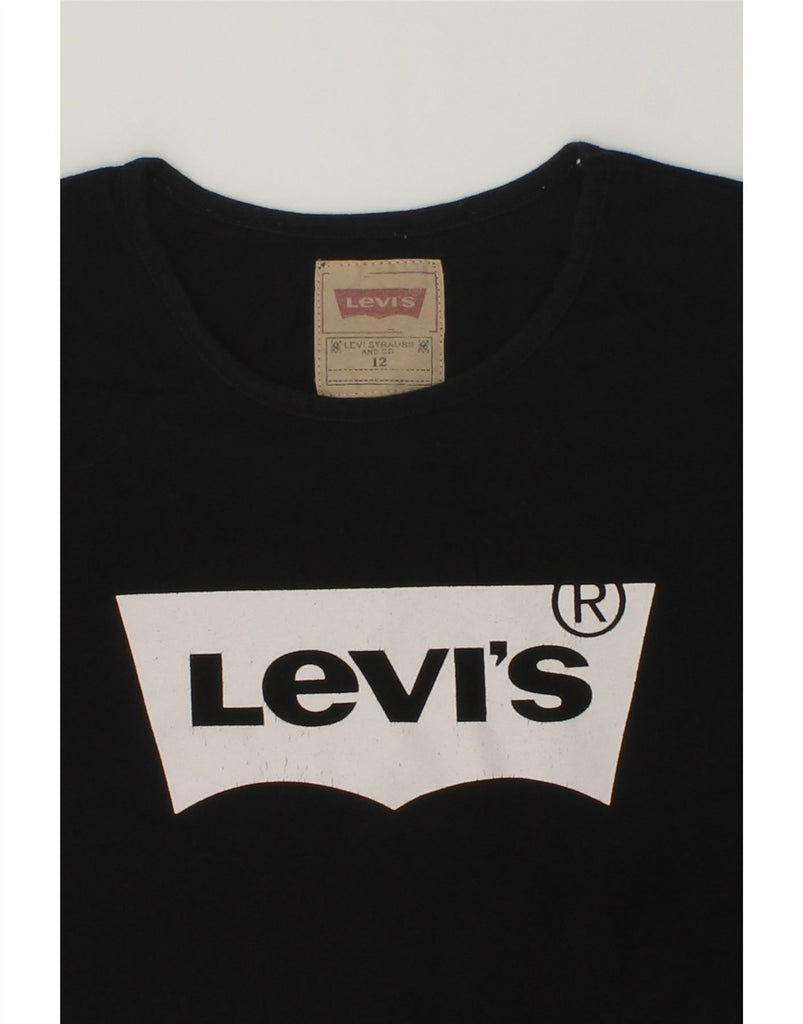 LEVI'S Girls Graphic T-Shirt Top 11-12 Years Black Cotton | Vintage Levi's | Thrift | Second-Hand Levi's | Used Clothing | Messina Hembry 