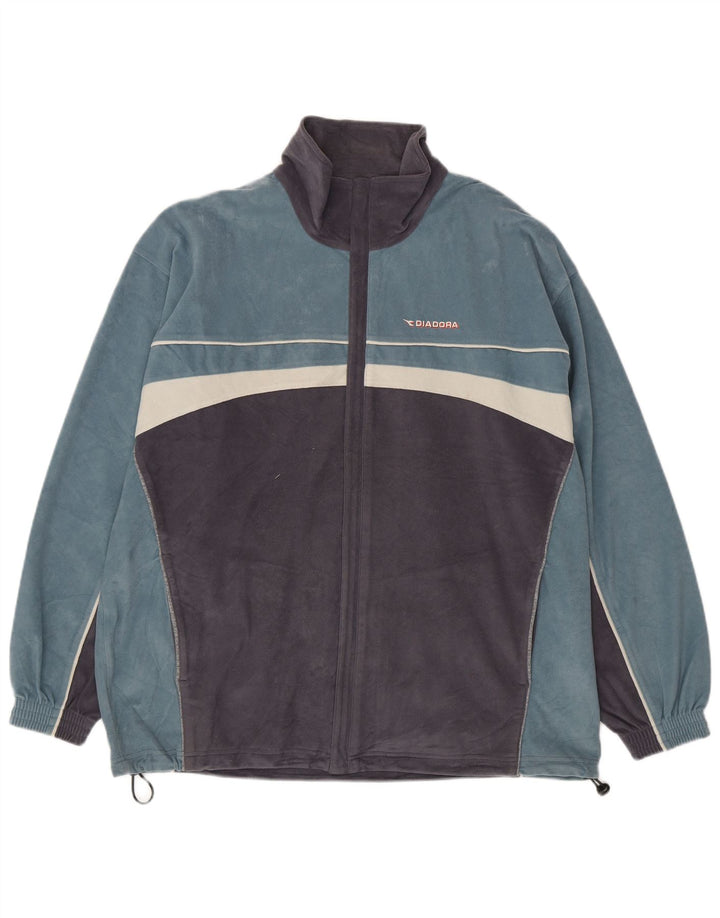 Diadora Mens Fleece Jacket UK 42 XL Blue Colourblock Polyester